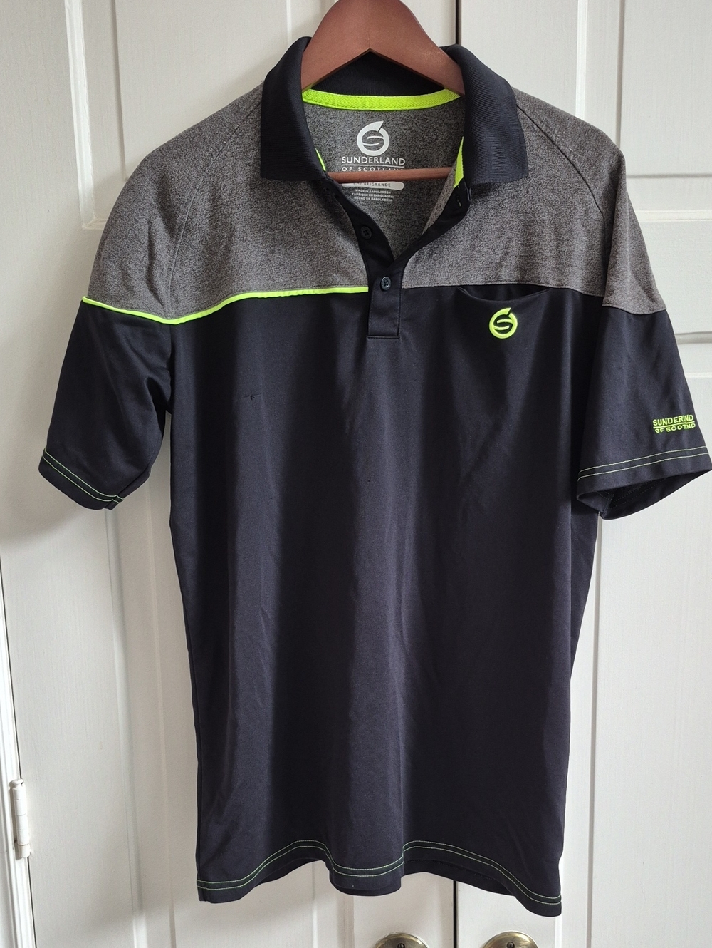 Sunderland Men’s Black & Gray Polo with Neon Accent